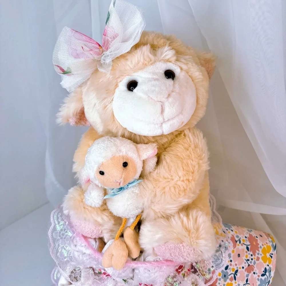 Lamb Diaper Cake, Baby Girl Shower Gift